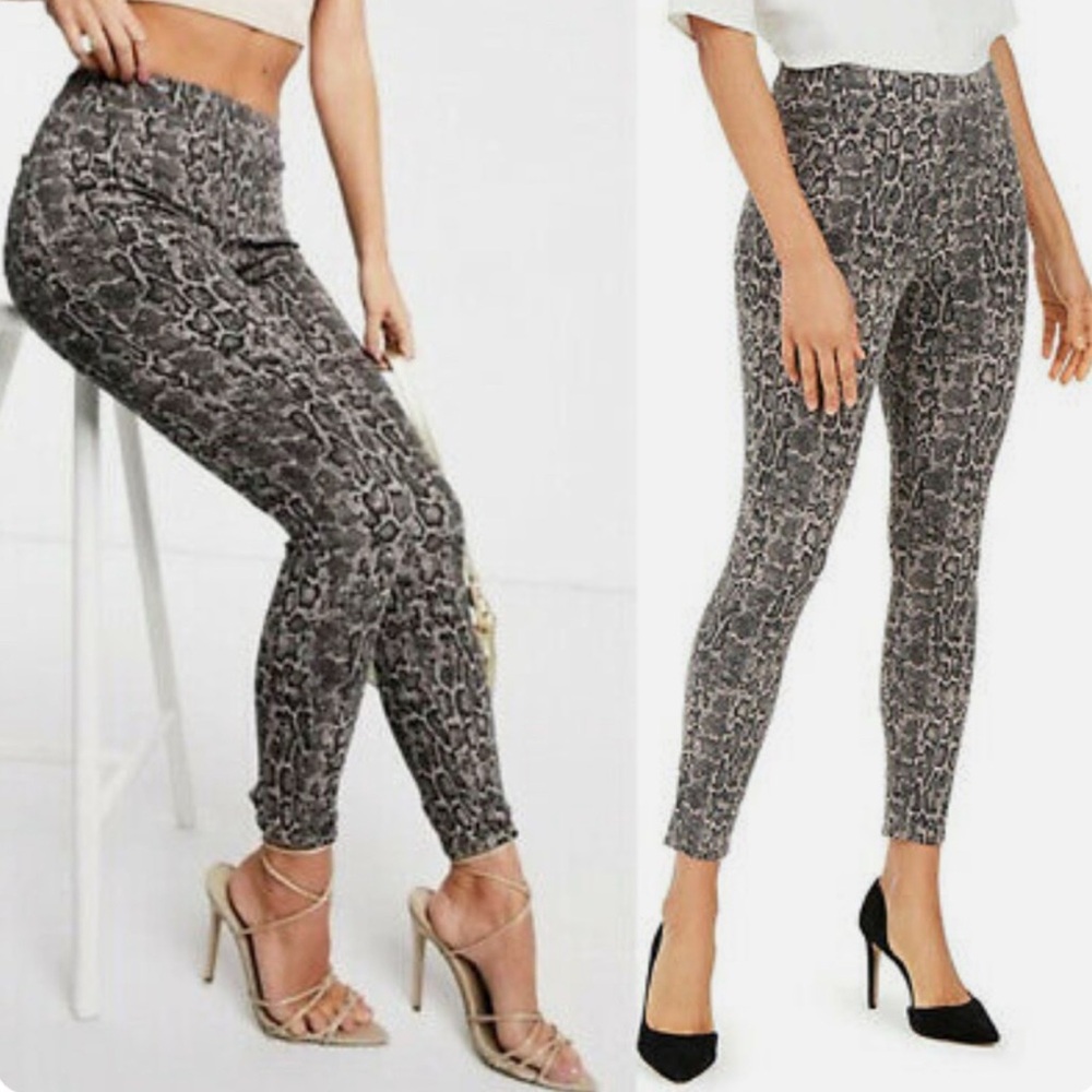 SPANX Animal Print Jean-ish Ankle Leggings Taupe Snakeskin Women XL NWOT